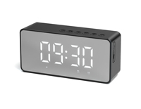 Altavoz Portátil Inalámbrico 5.4 con Doble Alarma, Pantalla LCD con Espejo, Batería de 1000-2000mAh, Compatible con Tarjeta TF, para Uso en Exteriores