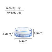 Boîtier vide personnalisable pour fond de teint coussin 6g, transparent bleu, pour crème BB et CC, avec effet vaguelettes d'eau, design mignon