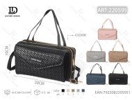 Cartera de mujer con doble cremallera, mini, de microfibra, cuero sintético, diseño de diamantes, estilo clásico, con correa para la muñeca - Product Image 3