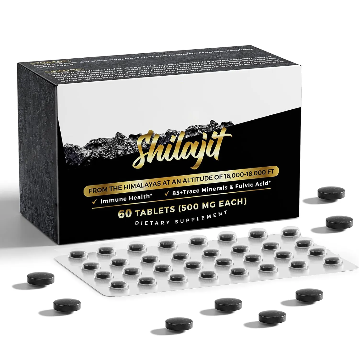 Personalización comida saludable tableta de shilajit puro resina de shilajit Himalaya pura ácido fúlvico alto suplementos dietéticos de shilajit puro