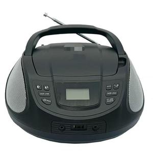 Reproductor de CD Portátil Retro Negro Personalizado de Fábrica con Asa, Antena, Radio FM, Bluetooth y USB para Aprendizaje de Idiomas - Product Image 1