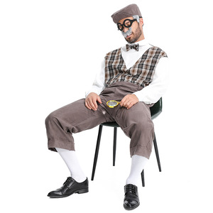 Pantalones con <span class=keywords><strong>Tirantes</strong></span> para <span class=keywords><strong>Hombre</strong></span> Adulto MINCO, Traje a Cuadros Estilo Abuelo, Disfraz de Centenario para Halloween, Televisión y Cine, Poliéster - Product Image 6