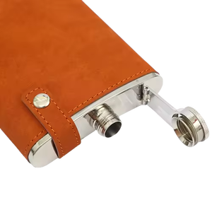 Flacon de hanche enveloppé de cuir léger et discret de 8 oz en acier inoxydable pour Cambodge Old Overholt <span class=keywords><strong>Reyka</strong></span> - Product Image 6