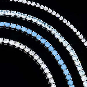 Pulsera de tenis de plata 925 con circonitas cúbicas (CZ) y moissanita, de 3mm, 4mm, 5mm, con gemas VVS blancas y azules, para mujer, joyería fina - Product Image 1