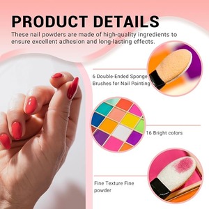 Paleta de arte para uñas, 16 colores, polvo de pigmento para uñas, polvo de pigmento luminoso colorido para uñas, polvo brillante para decoración de uñas - Product Image 4