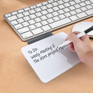 Small Desktop Whiteboard 8x6 Inch Glass Dry Erase <strong>Board</strong> with Stand Reusable Desk Memo Notice Notepad with Marker - Product Image 5