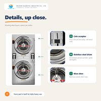 Séchoir à tambour inversé à gaz 16 kg x 2, certifié CE, grande capacité, pour blanchisserie hôtelière, paiement par code QR, empilable