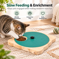 Gamelle interactive rotative en bois pour animaux de compagnie avec bol en acier inoxydable pour chats et chiens – Vente en gros