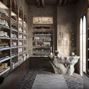 Armarios de exhibición de mármol por encargo de la tienda de perfumes de lujo de Dubái muebles de la tienda de perfumes gabinetes de exhibición de pared - Product Image 1
