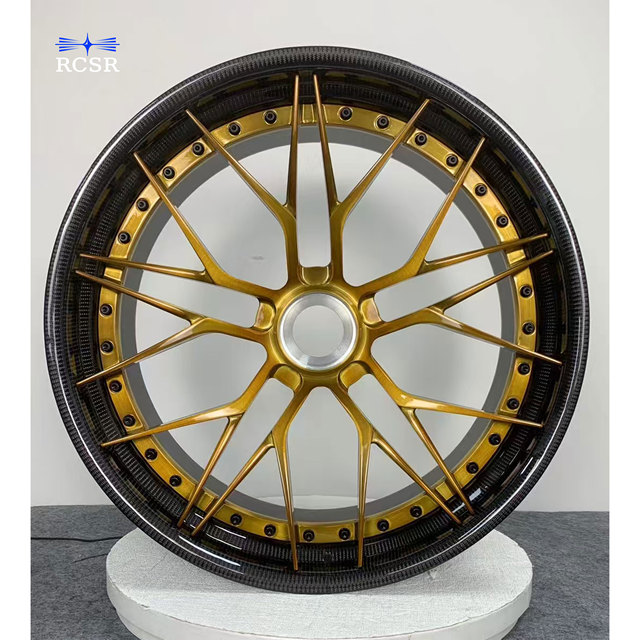 RCSR High Quality 18-25 Inch Carbon Fiber Wheels Alloy Forged Rims Customizable PCD 5*112/120/114.3 Bronze for Luxury Car