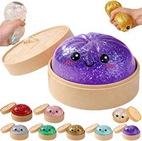 Jouets à presser en forme de pain vapeur réaliste avec visage souriant coloré, anti-stress, décoration de bureau, cadeaux de fête pour enfants, jeu sensoriel