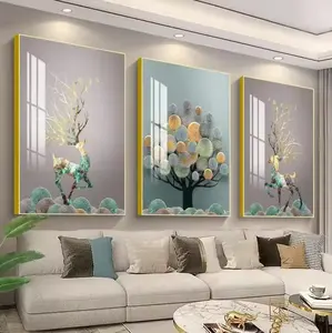 Individuelles luxuriöses gerahmtes Dekorationsgemälde Wohnzimmer moderne Wandbilder Kristallporzellan-Mauerkunst