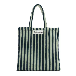 Grand sac fourre-tout en toile <span class=keywords><strong>de</strong></span> coton personnalisé à rayures, durable, pour femmes, idéal pour le shopping et les voyages - Product Image 5