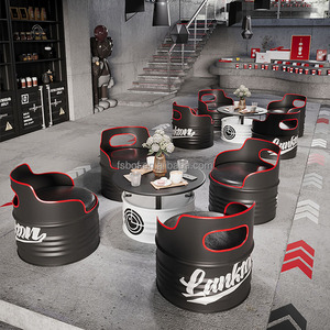 Bộ bàn ghế nhà hàng thiết kế thùng dầu công nghiệp, quán cà phê, quán ăn, quán rượu, quán bar sáng tạo, ghế sofa sắt - Product Image 1