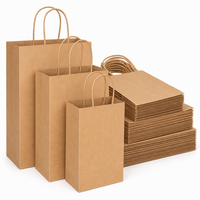 Sac en papier kraft brun avec poignées, personnalisé avec logo imprimé, pour emballage de restauration rapide, vente au détail et vente à emporter – Prix usine