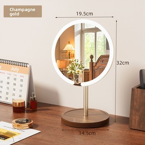<span class=keywords><strong>Specchio</strong></span> da <span class=keywords><strong>Trucco</strong></span> Personalizzato con Asta in Lega 1x, Luce LED, Base in Legno, Girevole, <span class=keywords><strong>per</strong></span> Dormitorio e Casa - Product Image 2