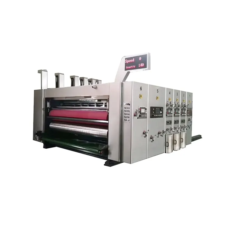 Embalaje de la caja de cartón de la línea de producción de dos Color de impresión máquina ranuradora morir máquina de corte