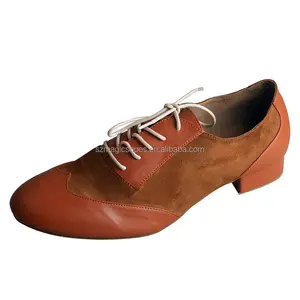 Latin Ballroom Brown Leather and Suede Dance Shoes Men