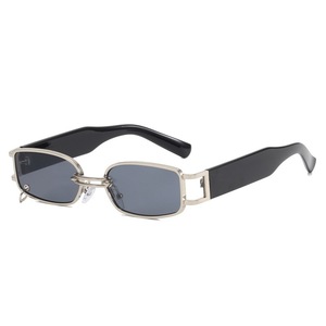 Gafas de sol rectangulares de metal a la moda, montura completa, protección solar UV400, unisex, para adultos - Product Image 2