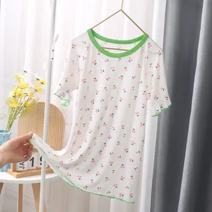 Pijamas de Verano para Niños, Estilo Nuevo, Bata de Casa de Seda con Encaje, Manga Corta, Ropa Interior para Aire Acondicionado, Absorbente de Humedad - Product Image 4
