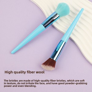 Brocha para polvos sueltos azul, mango de plástico, cerdas de nailon, herramienta profesional para maquillaje facial - Product Image 5
