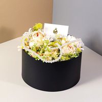 Caja de Regalo Redonda Negra de 35 cm de Diámetro con Tapa Transparente, Cartón Premium para Proyectos de Manualidades y Soporte para Logotipo Personalizado