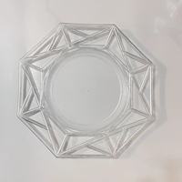 Assiette de présentation transparente de 13 pouces, géométrique, creuse, en plastique, pour la décoration de table de mariage ou de banquet