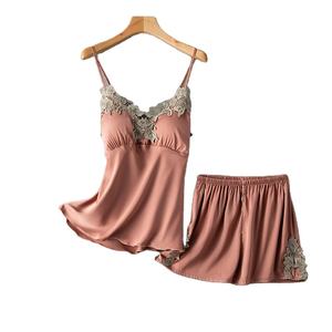 Chinese Red Wholesale Satin Pajamas Women <strong>Nightwear</strong> Cheap <strong>Sexy</strong> Pajama Set - Product Image 1