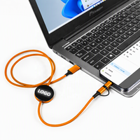 Câble de charge USB 4 en 1 avec logo personnalisé, charge rapide PD 60W, câble multi-données tressé, LED lumineuse, cadeau promotionnel d'entreprise