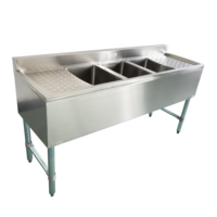 Jincheng NSF Cuisine commerciale personnalisée à usage intensif avec égouttoir gauche et droit Évier de bar à trois bols 304 S/S