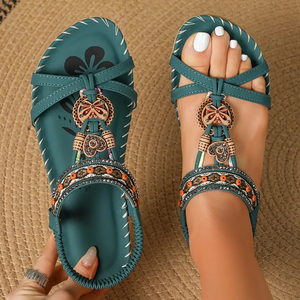 <span class=keywords><strong>Sandalias</strong></span> de Plataforma Bohemias de Alta Gama para <span class=keywords><strong>Mujer</strong></span>, <span class=keywords><strong>Sandalias</strong></span> <span class=keywords><strong>Planas</strong></span> con Hebilla en el Tobillo y Punta Abierta para Usar en la Playa - Product Image 1