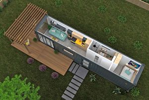 บ้านเคลื่อนที่ขนาด 20 ฟุต 40 ฟุต แบบวิลล่าหรูหราพร้อมห้องนอน ห้องครัว ห้องนั่งเล่น และพื้นที่ทำงาน - Product Image 6