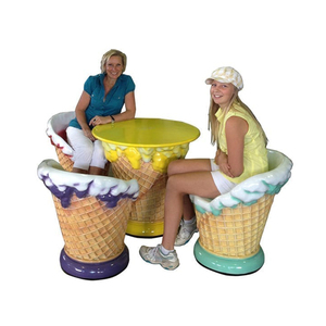 <span class=keywords><strong>Mobili</strong></span> per gelateria in fibra <span class=keywords><strong>di</strong></span> vetro per esterni/tavolo e sedie per gelato/scultura per sedie con coni gelato - Product Image 6