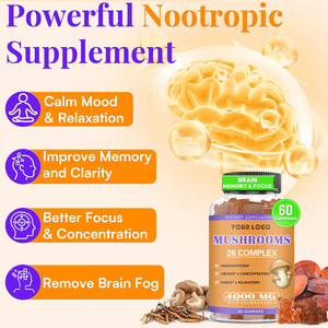 Complément alimentaire nootropique pour stimuler le cerveau, marque privée OEM, gommes à la crinière de lion biologique, complexe de champignons, gommes - Product Image 3