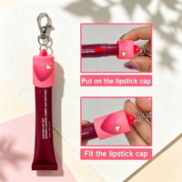 Porte-clés personnalisé en silicone en forme de cœur, capuchon de remplacement pour rouge à lèvres et brillant à lèvres, vente chaude