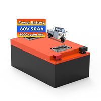 Batterie lithium-ion 60V 50Ah pour moto électrique, scooter électrique, vélo électrique, véhicule à deux roues, batterie rechargeable avec BMS