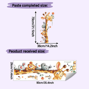 Adesivi Murali Creativi con Animali, Giraffa, Tigre, <span class=keywords><strong>Topo</strong></span> con Fiori, Adesivi 3D in PVC per Camerette dei Bambini - Product Image 2
