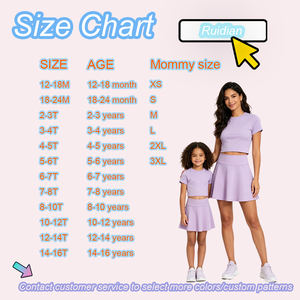 Conjunto de Falda y Top Corto Ajustado para Niñas, Conjunto de Falda de Tenis para Niñas, Conjunto de Falda con Estampado Personalizado, Top Corto y Falda para Mamá e Hija - Product Image 2