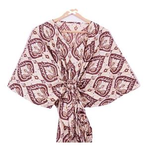 Kaftan en coton naturel de qualité supérieure pour femmes, imprimé indien, ample, écologique, tenue décontractée d'été, prix de gros - Product Image 3