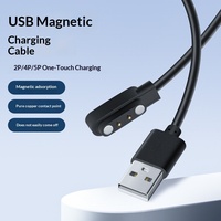Câble de charge magnétique universel pour montres connectées pour enfants, à broches droites 2/4/5, conducteur en cuivre pur PVC, cordon d'alimentation USB