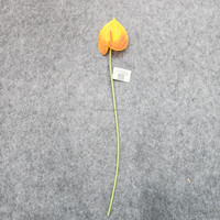 Fleur d'Anthurium à tige unique en PU, grande feuille, Lys de la Paix Rouge, 65 cm, avec bractée jaune flamant, orange et rouge, pour décoration intérieure, remise de diplôme, Halloween