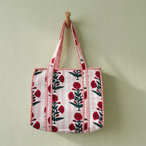 Bolsas de Almacenamiento Acolchadas de Algodón con Estampado a Mano, Diseño Tradicional Indio, Estilo Campestre Francés, Duraderas y de Gran Capacidad - Product Image 3