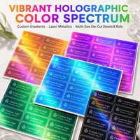 Étiquettes de flacons holographiques dorées avec logo personnalisé, autocollants laser arc-en-ciel imperméables pour flacons de sérum de soin de la peau de 10 ml