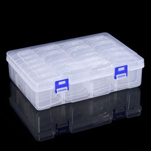 Transparent Plastic Storage Box 5.5cm Rectangle 14 Grids With Blue Latch For Jewelry Desktop Organization - Product Image 4