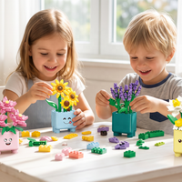 Mini-Plante en Pot Blocs de Construction Jouet DIY Ensemble d'Assemblage de Pot de Fleurs pour Enfants Décoration de Bureau et Maison Cadeau Promotionnel en Gros