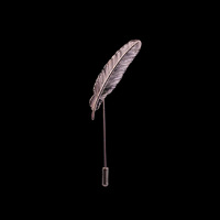 Broche vintage en métal à motif plume et feuille, antidérapante, pour pull, châle, robe de style occidental, accessoire de mode, motif plante, fleur, nœud, toutes saisons