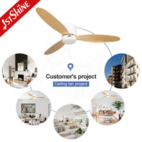 Ventilateur de plafond intelligent 1stshine 52 pouces avec télécommande, contrôle Wi-Fi via application, compatible vocal, pales en bois massif et lumière LED