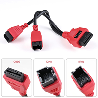 Adaptador OBD2 Hembra de 12+8 Pines, de Uno a Dos, Carcasa de PVC, Clasificación IP67, Conductores de Cobre Puro para Chrysler, Impermeable, 37cm, Rojo
