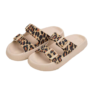 Women's Summer <b>Leopard</b> <b>Print</b> Double Buckle Slides Soft Fashionable Open Toe for <b>Slippers</b> EVA Insole Comfortable for Home Outdoor - Product Image 4