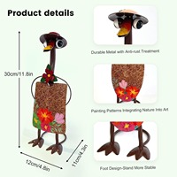 Statue d'oiseau en métal rustique Oniya pour jardin, décoration extérieure, ornement d'oiseau décoratif pour pelouse, patio, cour arrière